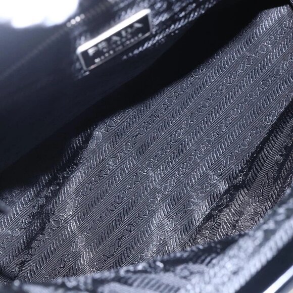 PRADA Tote Bag Nylon Leather Black Silver Auth - Picture 13 of 16